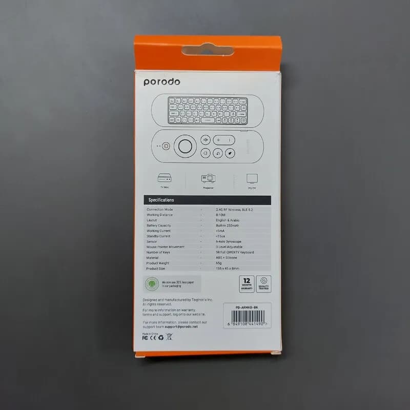 موس بی سیم و مینی کیبورد پرودو Porodo Air Remote Mouse PD-ARMKB — تصویر ۳