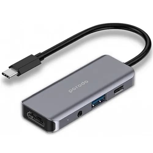 هاب ۴ پورت پرودو Porodo 4 in 1 HDMI 4K USB-C Hub PD-41CHB — تصویر ۲