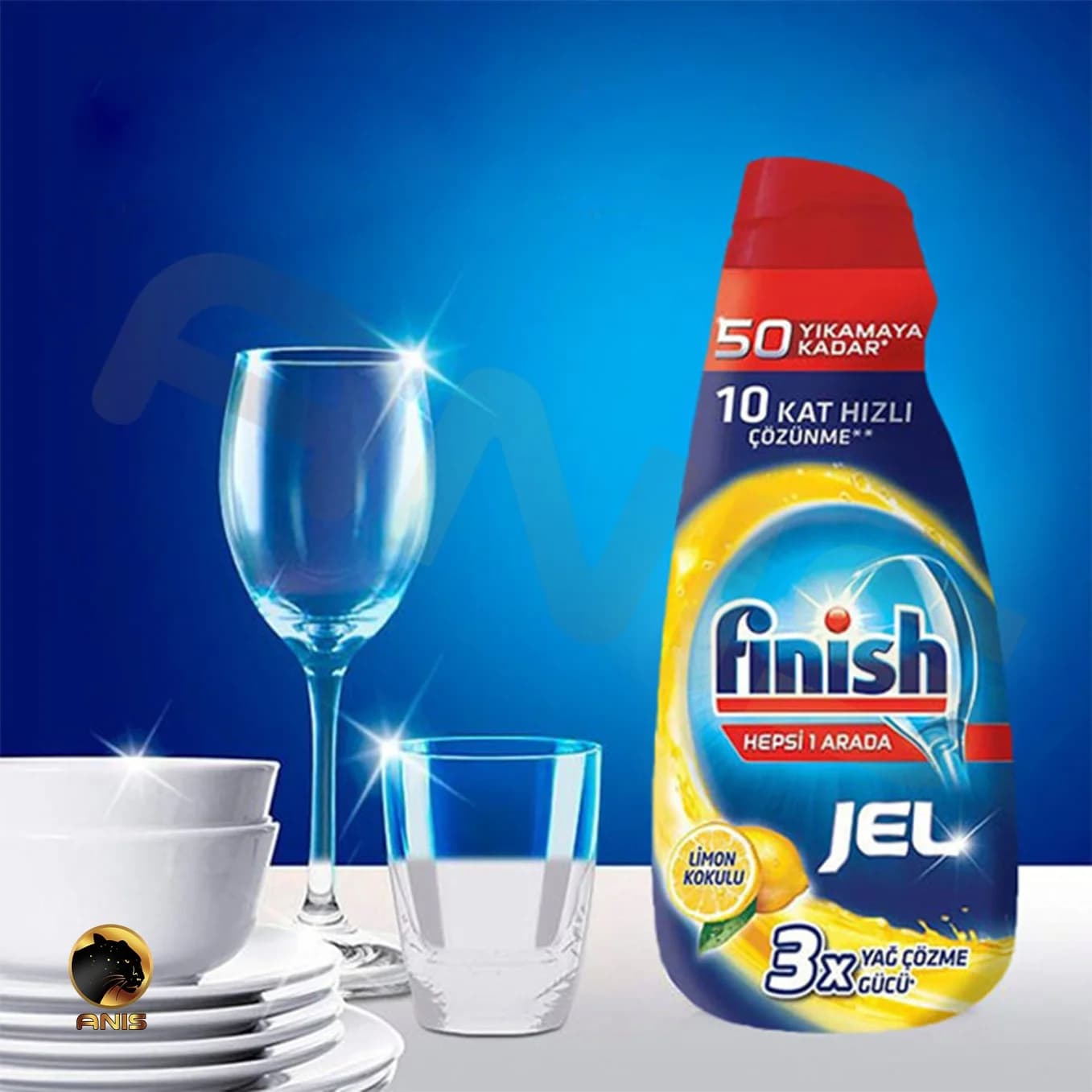 ژل ظرفشویی مدل 3X finish حجم 1000 میل با رایحه لیمو — تصویر ۲