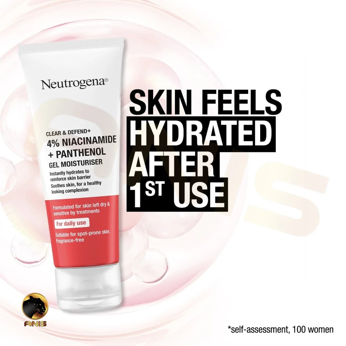 ژل مرطوب کننده Niacinamide نوتروژینا حاوی نیاسینامید و پانتنول 50 میل — تصویر ۵