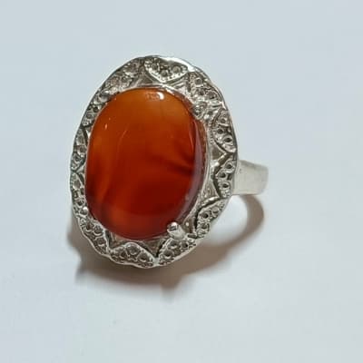 انگشتر نقره زنانه عقیق یمنی پرتقالی کد 465