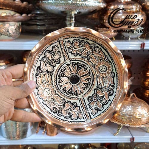 شیرینی خوری کوچک نقره کوب مسی مدل المیرا