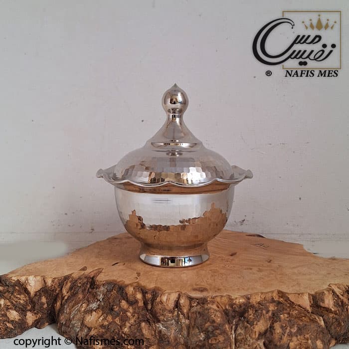 قندان مسی کروم چکشی مدل زرین بدون پایه