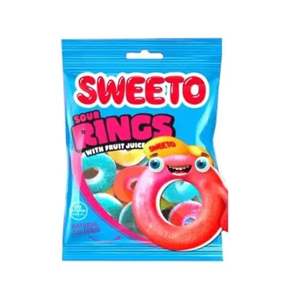 پاستیل میوه ای شکری سوییتو حلقه ای Sweeto Sour Rings با طعم ترش 80 گرم