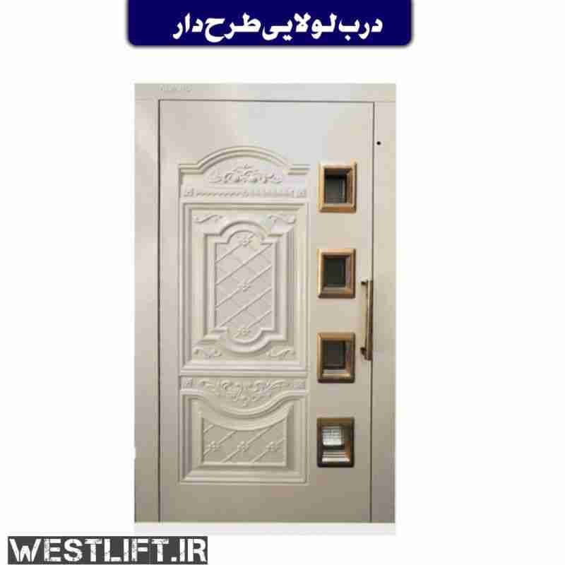 درب لولایی آسانسور طرح دار عرض 80