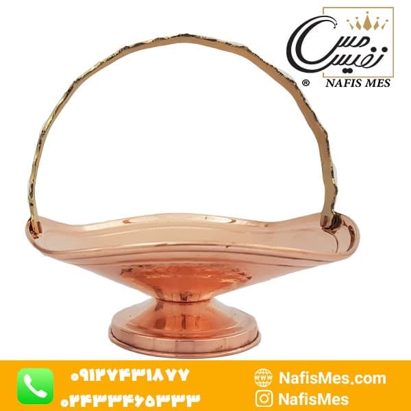 سبد میوه مسی چکشی طرح سه بعدی