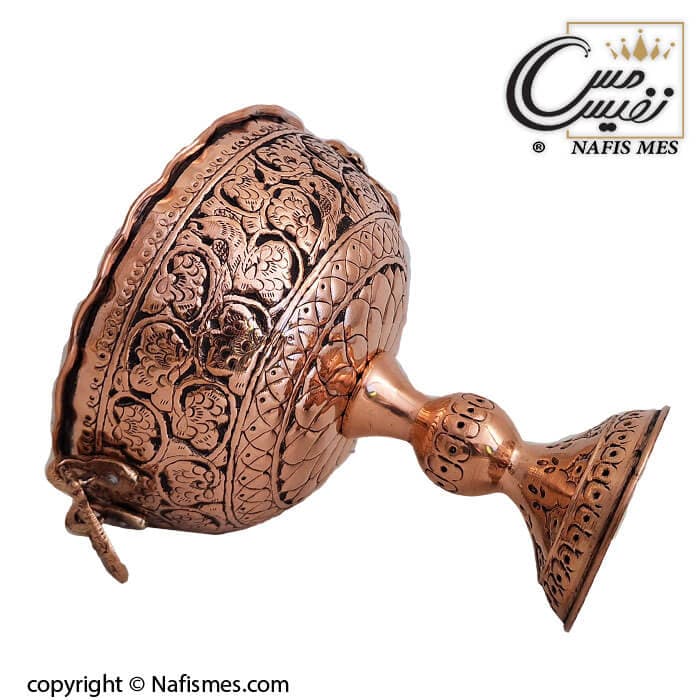 آجیل خوری مسی قلم کاری پایه دار سایز 23