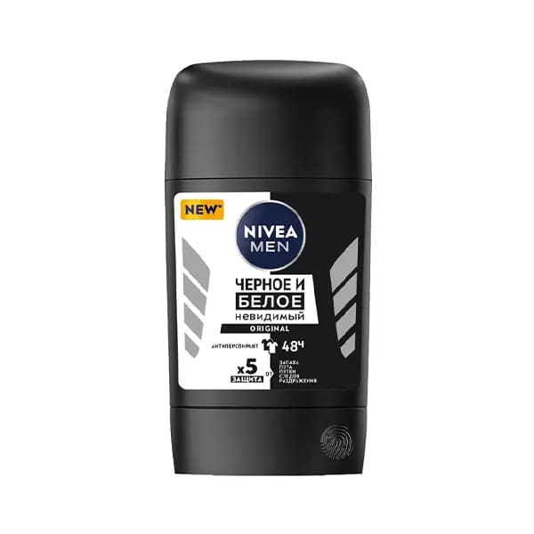 مام صابونی ضد تعریق مردانه نیوا مدل Black & White Invisible clear حجم ۵۰ میل