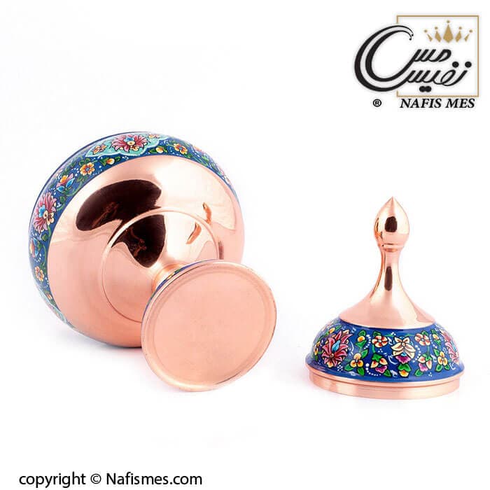 قندان پایه دار مس و پرداز طرح سویل سایز 20 — تصویر ۳