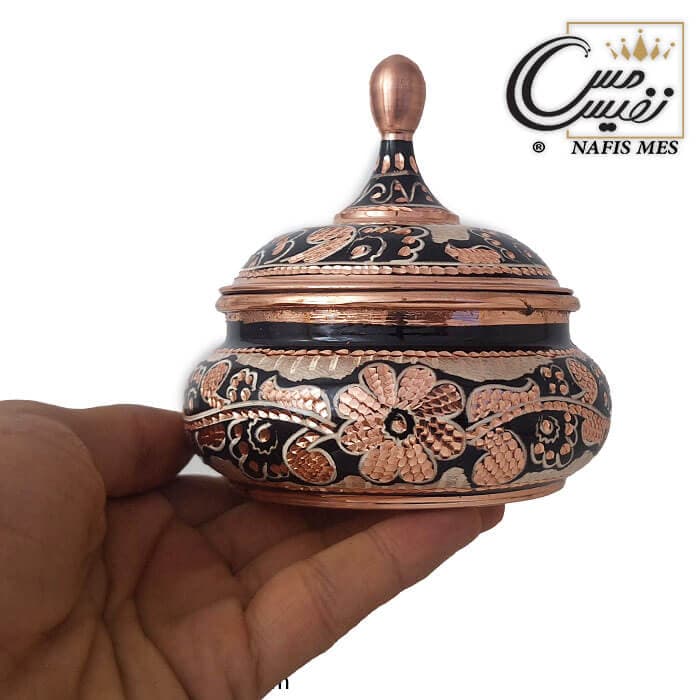 قندان مسی نقره کوب مدل آرات