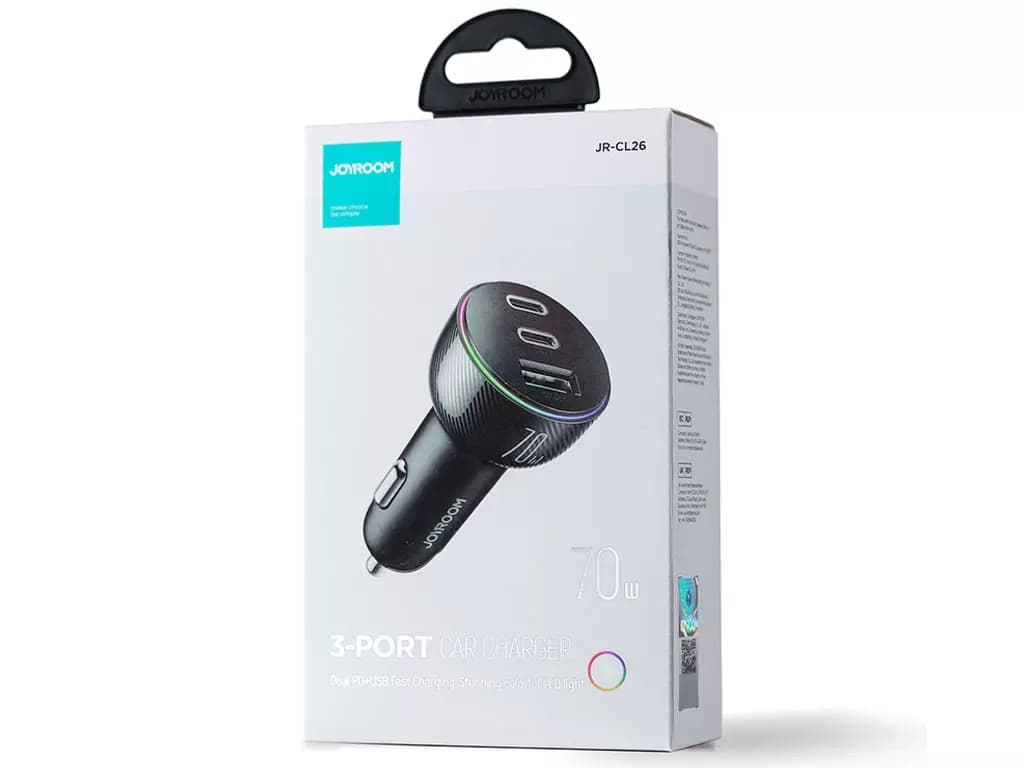 شارژر فندکی فست شارژ ماشین تایپ سی فست شارژ 70 وات جویروم JR-CL26 — تصویر ۲