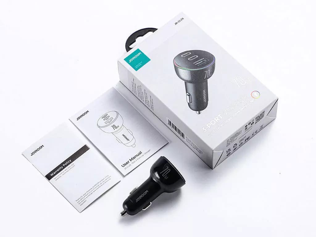 شارژر فندکی فست شارژ ماشین تایپ سی فست شارژ 70 وات جویروم JR-CL26 — تصویر ۸