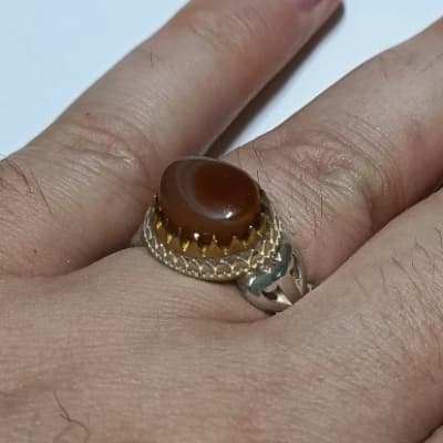 انگشتر نقره مردانه عقیق یمنی پرتقالی کد 443 — تصویر ۳