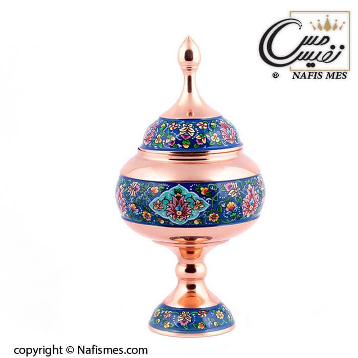 شکلات خوری پایه دار مس و پرداز طرح سویل سایز 30