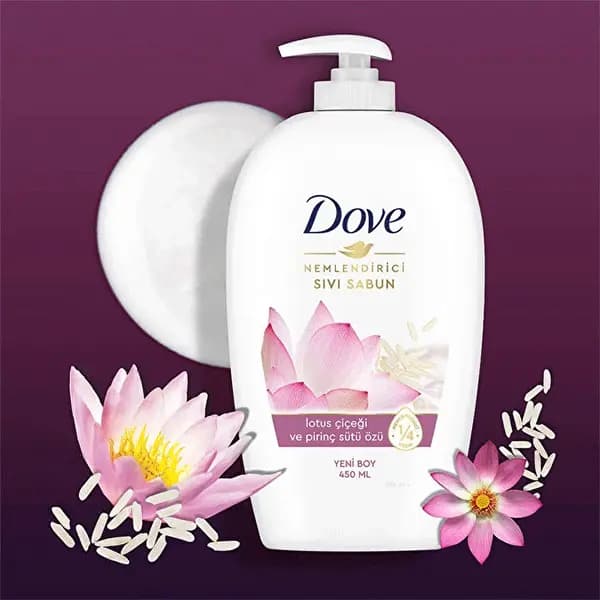 مایع دستشویی داو حاوی عصاره نیلوفر آبی و شیربرنج حجم 450 میلی لیتر — تصویر ۲