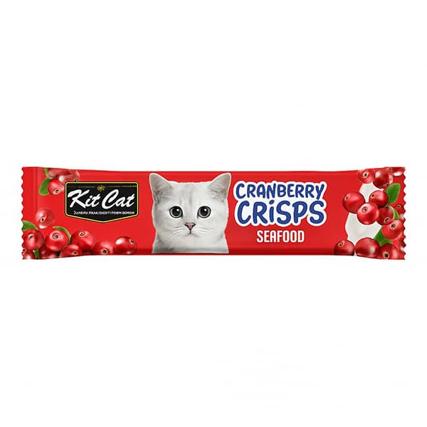 اسنک ترد گربه کیت کت با طعم غذاهای دریایی و کرنبری – Kit Cat Cranberry Crisps Seafood