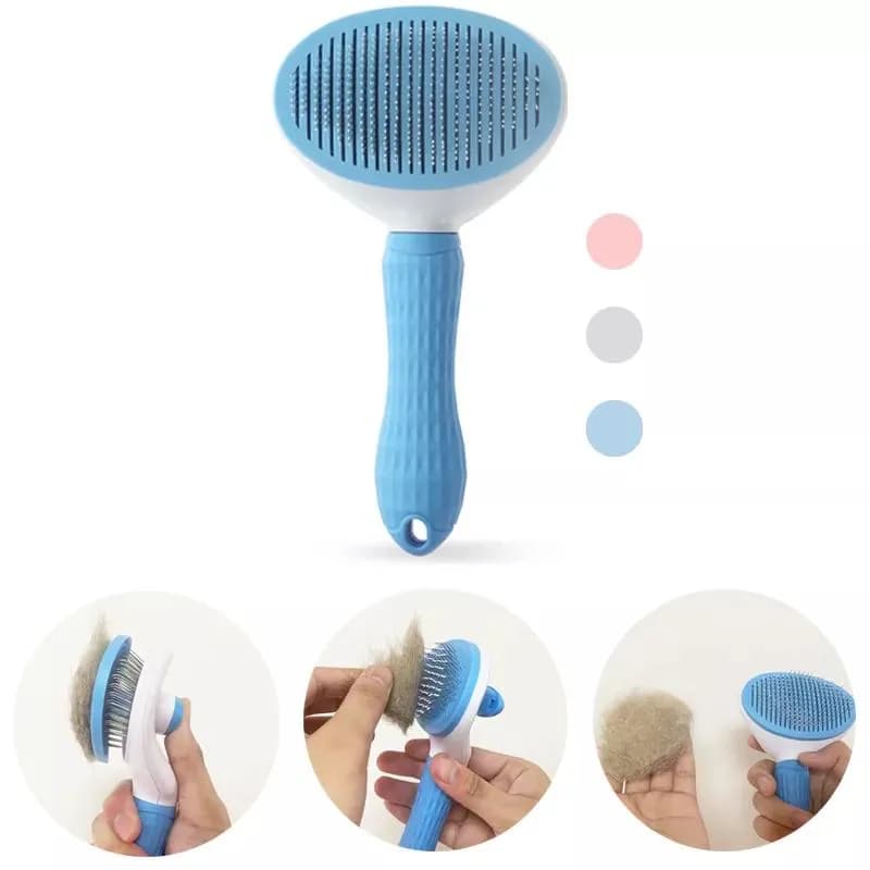 برس گره بازکن سگ و گربه و خرگوش Clean با دکمه تخلیه مو مدل بیضی — تصویر ۸