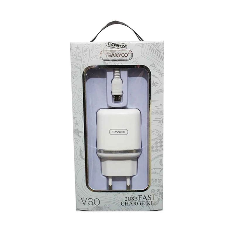 شارژر دیواری ترانیو مدل V60 به همراه کابل تبدیل usb-c کد m21311 — تصویر ۲