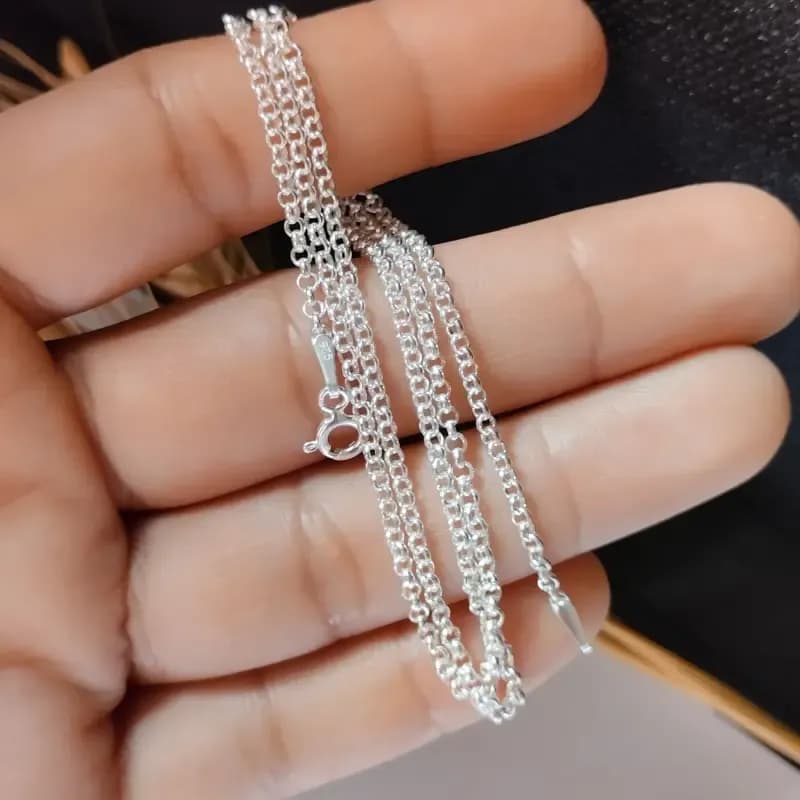 زنجیر نقره عیار 925 مردانه و زنانه ترک طول 50 سانتیمتر — تصویر ۶