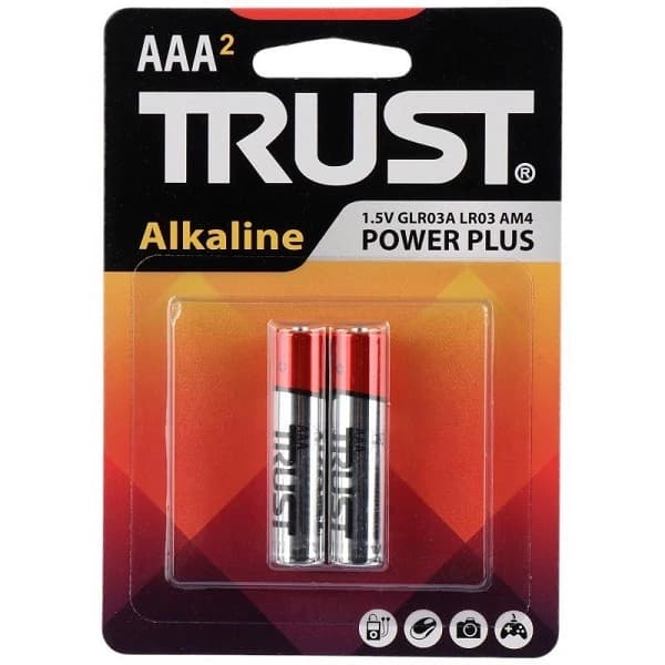 باتری نیم قلمی سوپر آلکالاین تراس Trust Alkaline Power Plus LR03 1.5V AAA