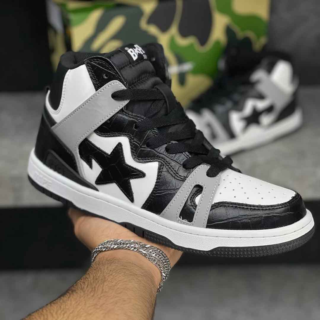 بیپ استا های لایت گری Bape Sta High Light Grey