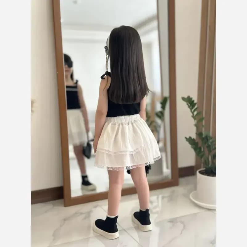 تاپ و دامن دخترانه نخی کراش مناسب 2 تا 7 سال — تصویر ۴