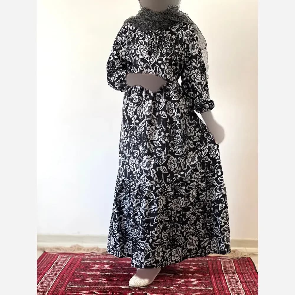 پیراهن ساحلی زنانه جنس فلور بوگاتی فری سایز قد 135 — تصویر ۸