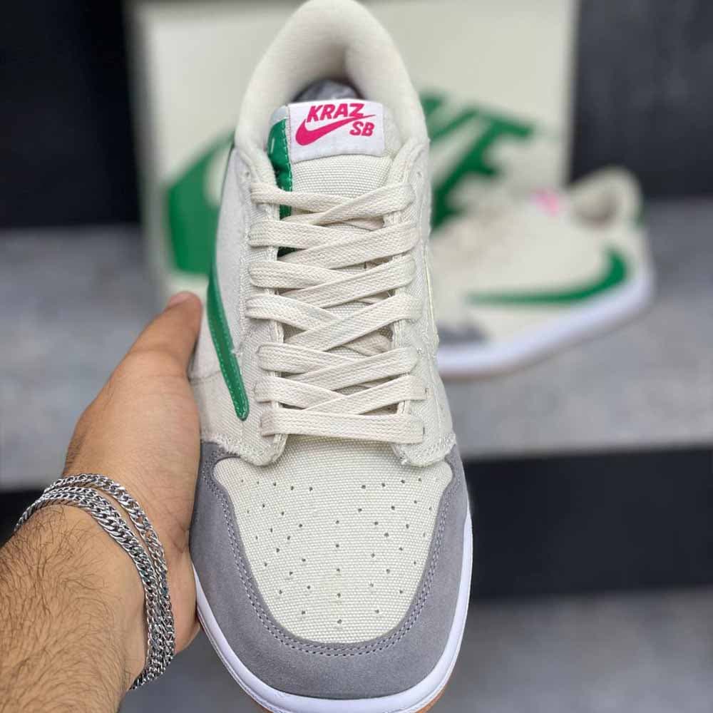 نایک ایر جردن 1 لو ترویس اسکات خاکستری تیک سبز Nike Air Jordan 1 Low Travis Scott — تصویر ۳