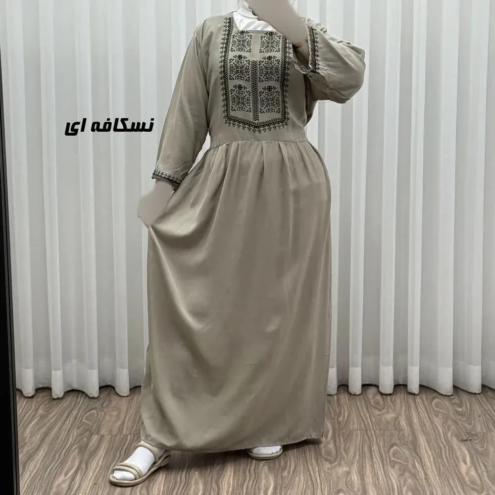 پیراهن ساحلی نخی زنانه مدل ساره 2 کد 1756 فری سایز با کمربند — تصویر ۹