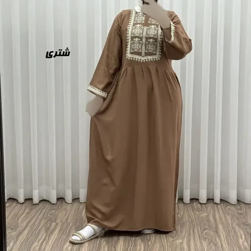 پیراهن ساحلی نخی زنانه مدل ساره 2 کد 1756 فری سایز با کمربند — تصویر ۴