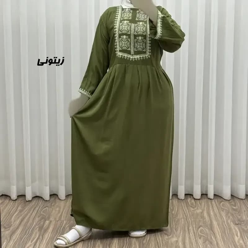 پیراهن ساحلی نخی زنانه مدل ساره 2 کد 1756 فری سایز با کمربند — تصویر ۷