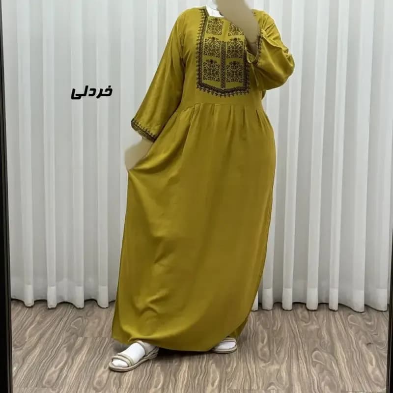 پیراهن ساحلی نخی زنانه مدل ساره 2 کد 1756 فری سایز با کمربند — تصویر ۸