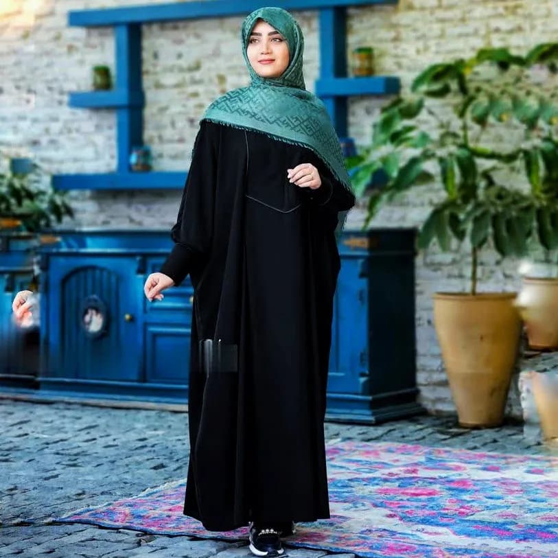 مانتو عبایی زنانه مدل حانیه جنس کرپ سوپر الیزه سایز 36 تا 48 — تصویر ۷