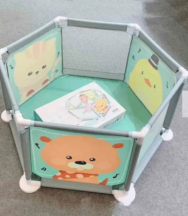پارک بازی تاشو کودک طرح خرس و جوجه viva kids — تصویر ۲