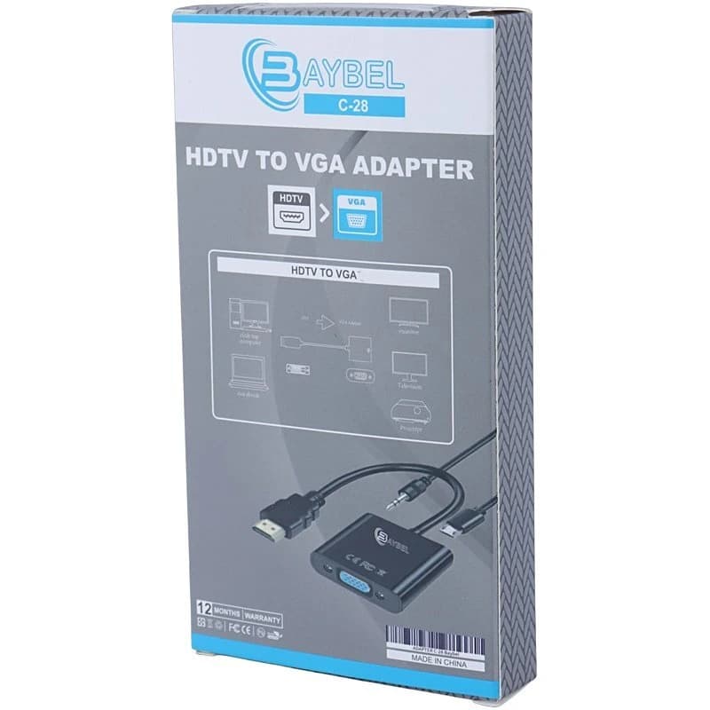 تبدیل HDMI به VGA بایبل C-28 + کابل صدا و کابل Micro USB — تصویر ۹