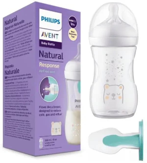 شیشه شیر اونت نچرال ریسپانس 260 میل آنتی کولیک طرح دار و ساده