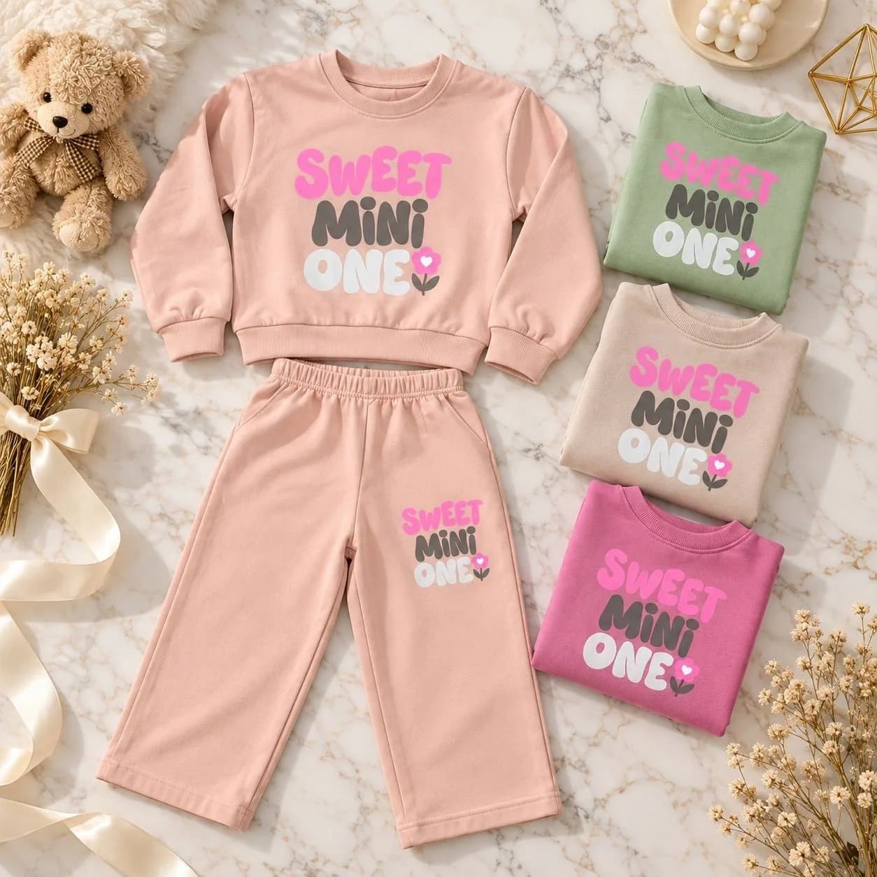 بلوز شلوار دخترانه طرح sweet mini one — تصویر ۲