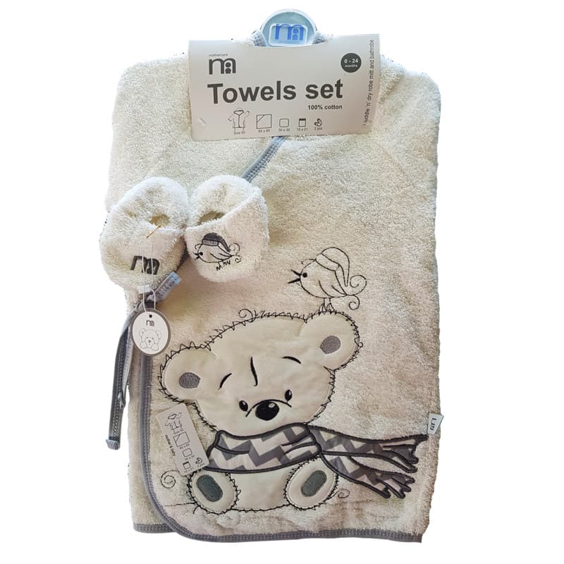 ست حوله 5 تکه نوزادی مادرکر طرح خرس مدل baby luxury کد Hmc-2