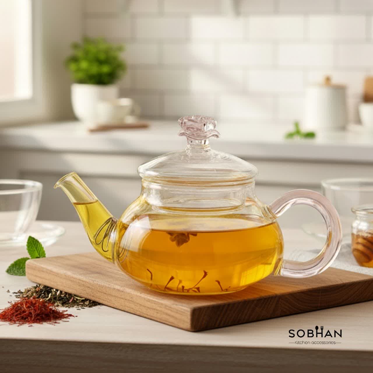 قوری زعفران پیرکس طرح رز