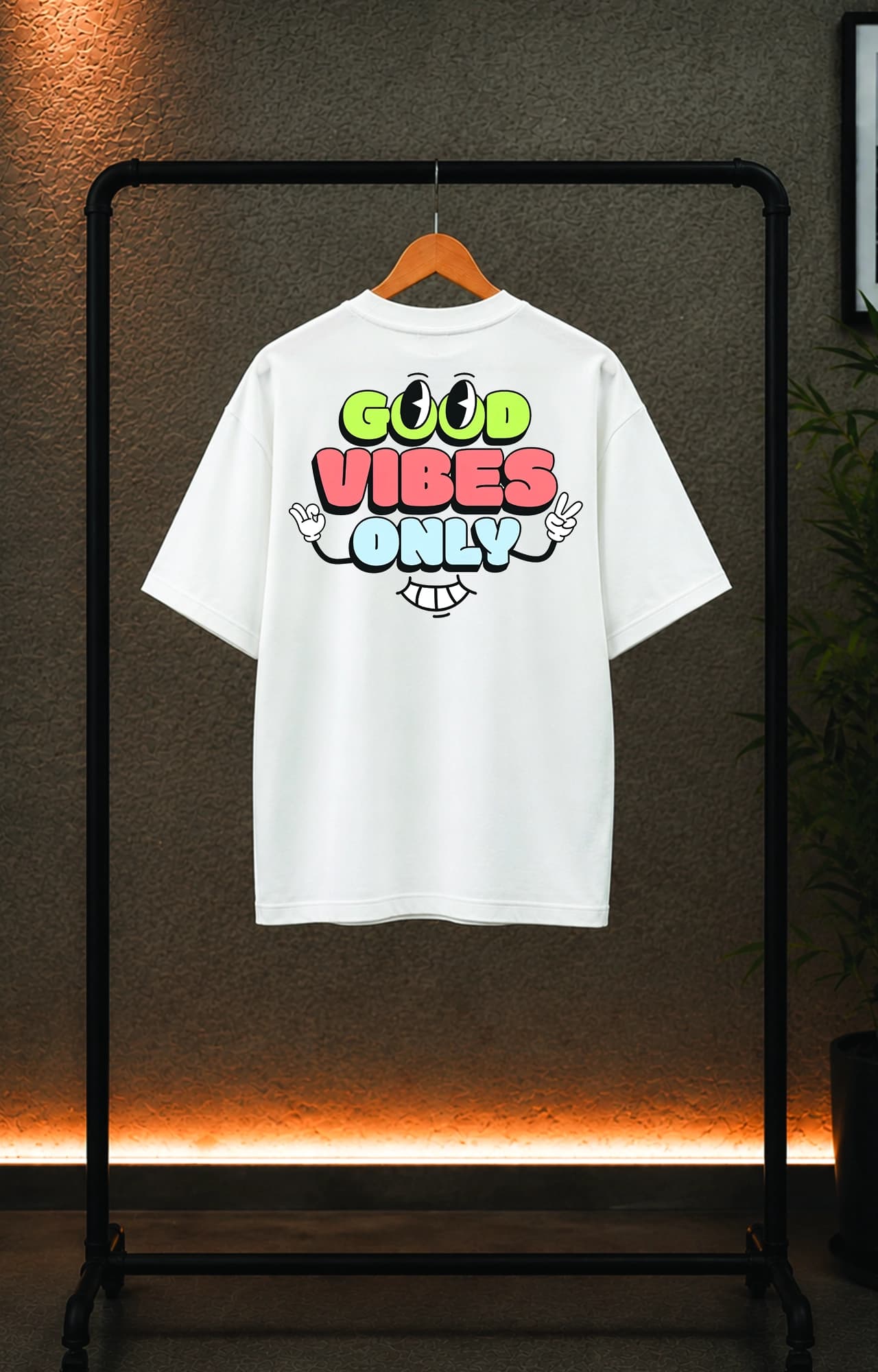 تیشرت باکسی ترک دخترانه طرح good vibes only کد 5100 — تصویر ۳