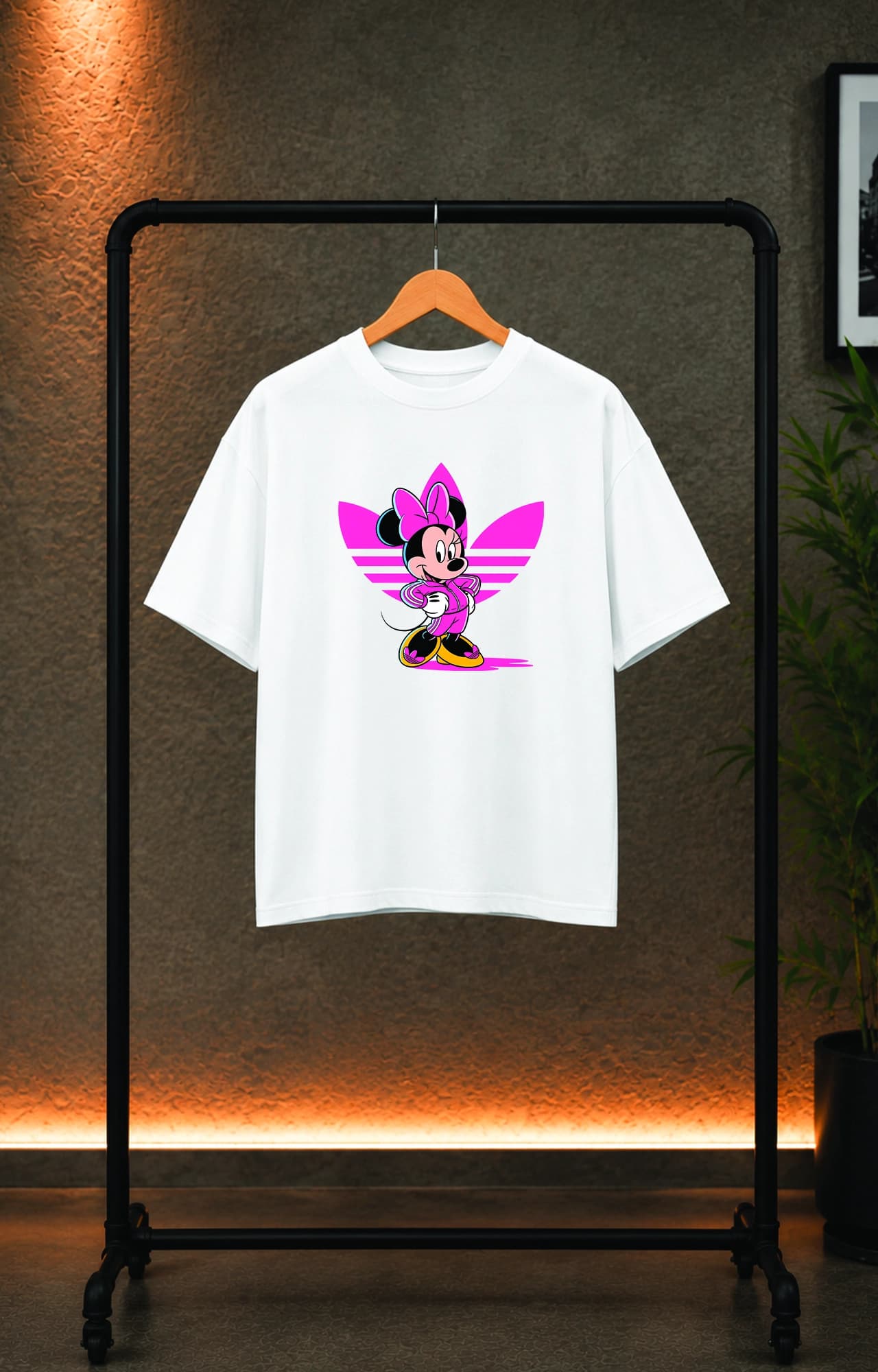 تیشرت باکسی ترک دخترانه طرح مینی موس آدیداس Minnie Mouse Adidas کد 5094 — تصویر ۲