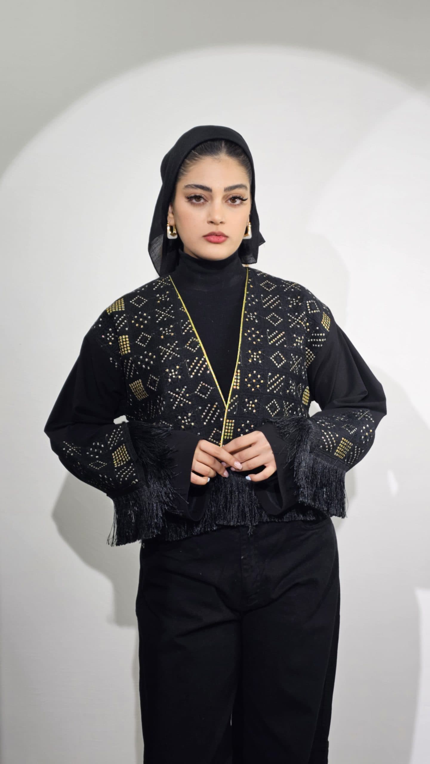 کراپ کت لنین زنانه سوزن دوزی