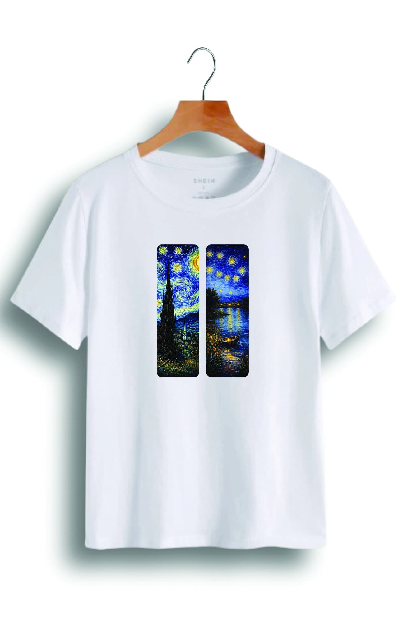 تیشرت نخ پنبه طرح ونگوگ شب پر ستاره van Gogh کد 4935