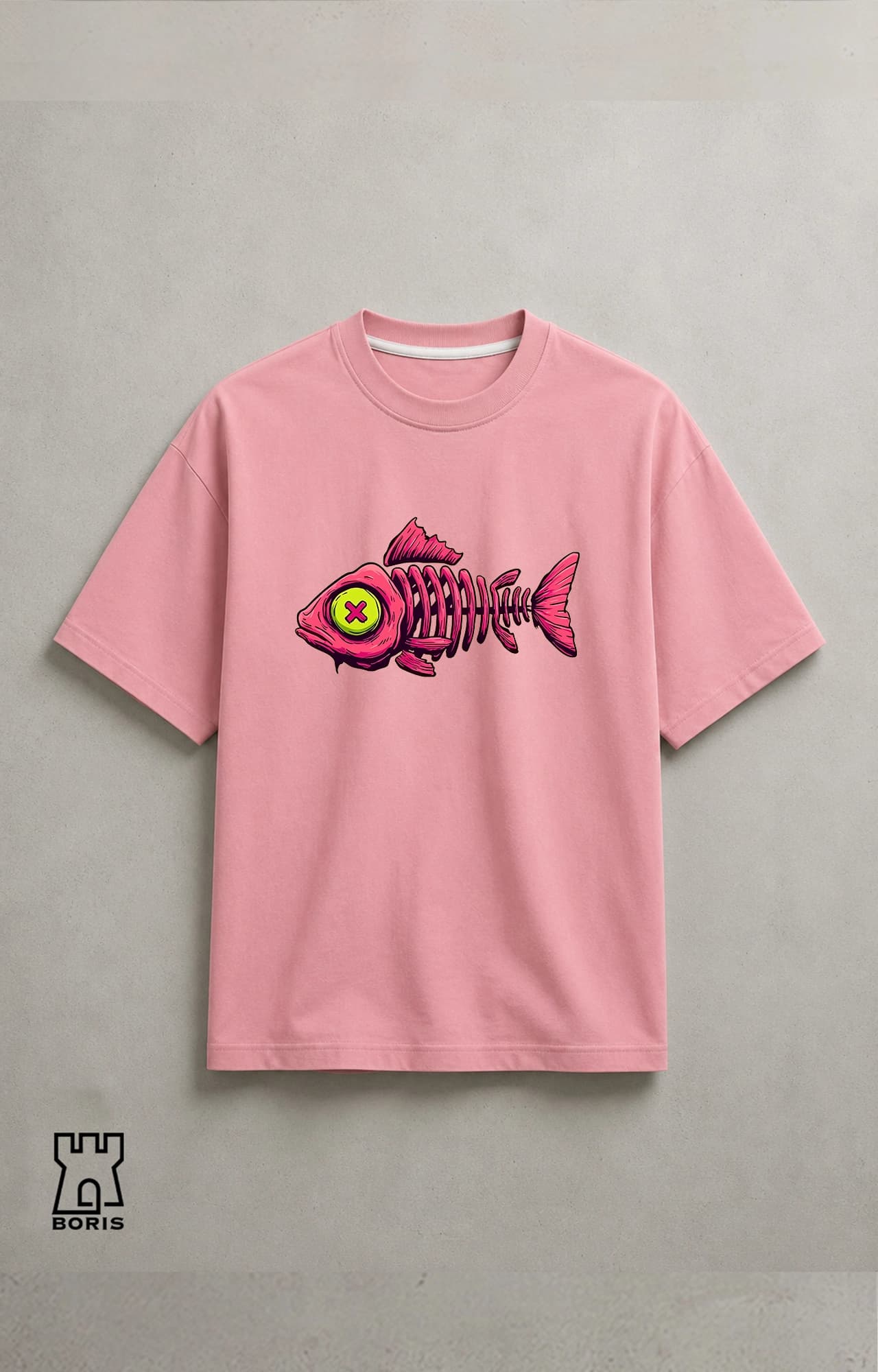 تیشرت باکسی ماکان طرح ماهی fish کد 5108