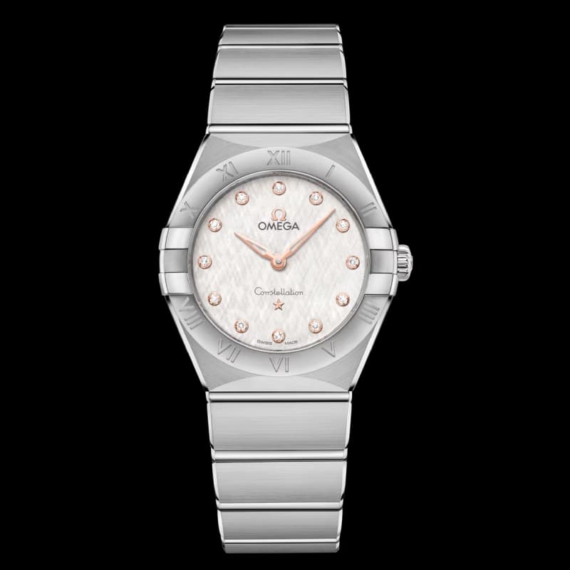 امگا Constellation Quartz 28 نقره‌ای نگین‌دار | رفرنس 131.33.41.21.03.001