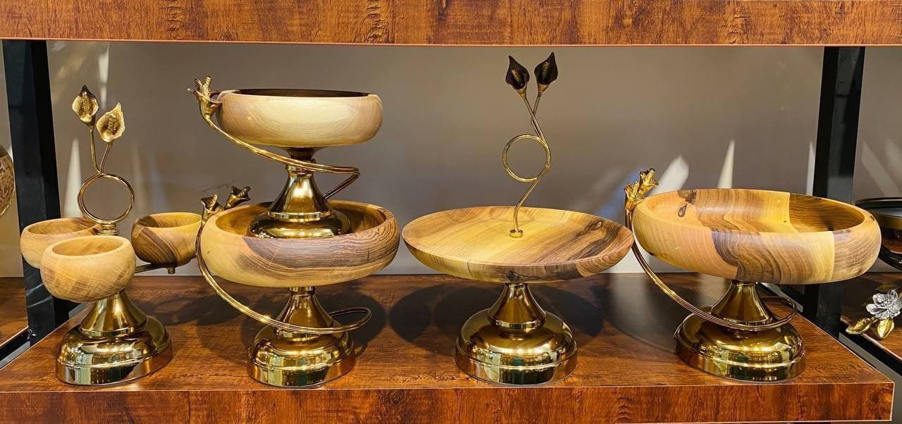 سرویس پذیرایی چوبی پایه دار گل شیپوری