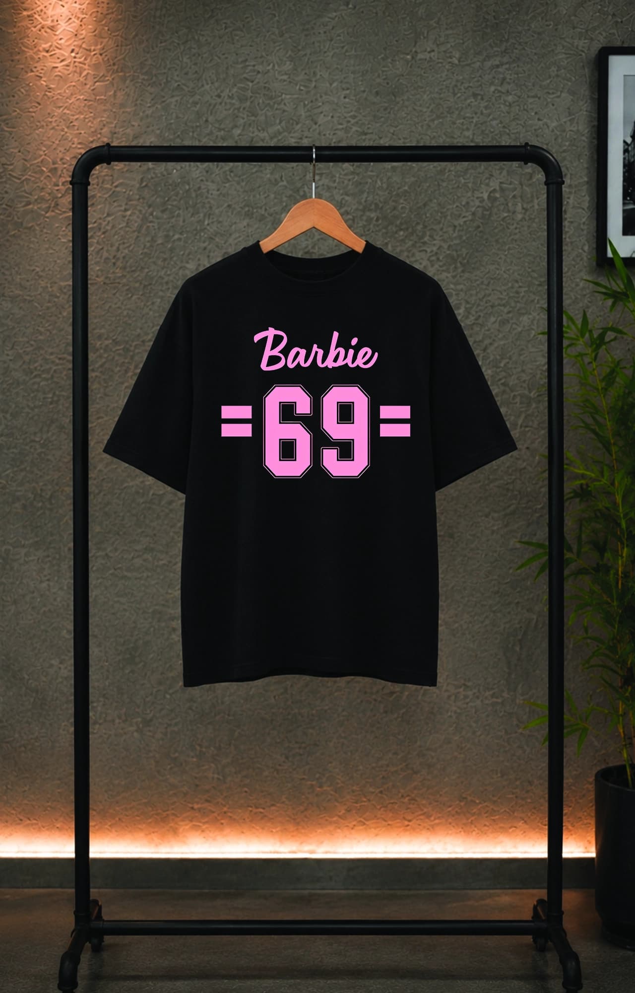 تیشرت باکسی ترک دخترانه طرح باربی barbie 69 کد 5106 — تصویر ۳