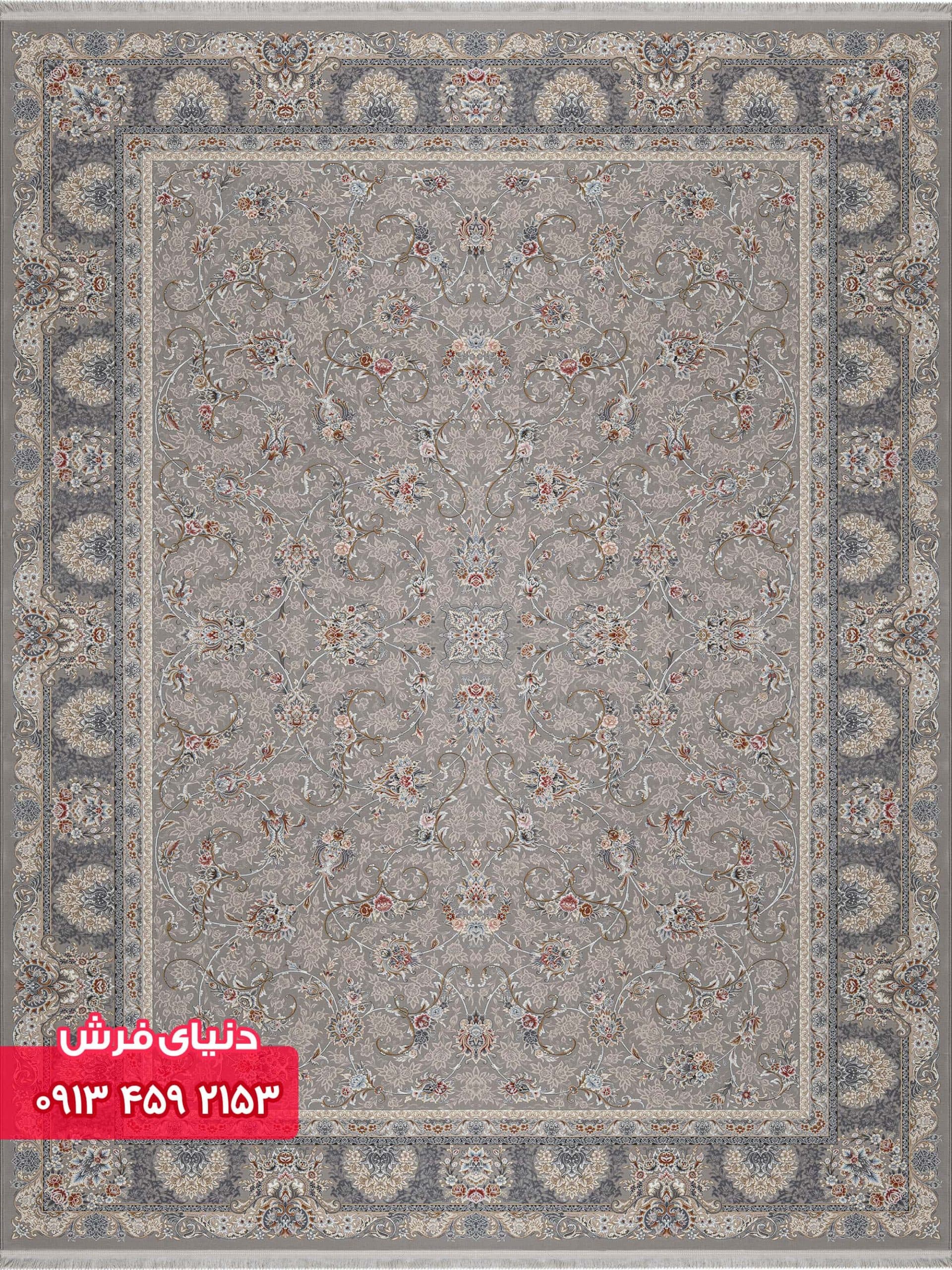 فرش افشان کد 12807 زمینه نقره ای