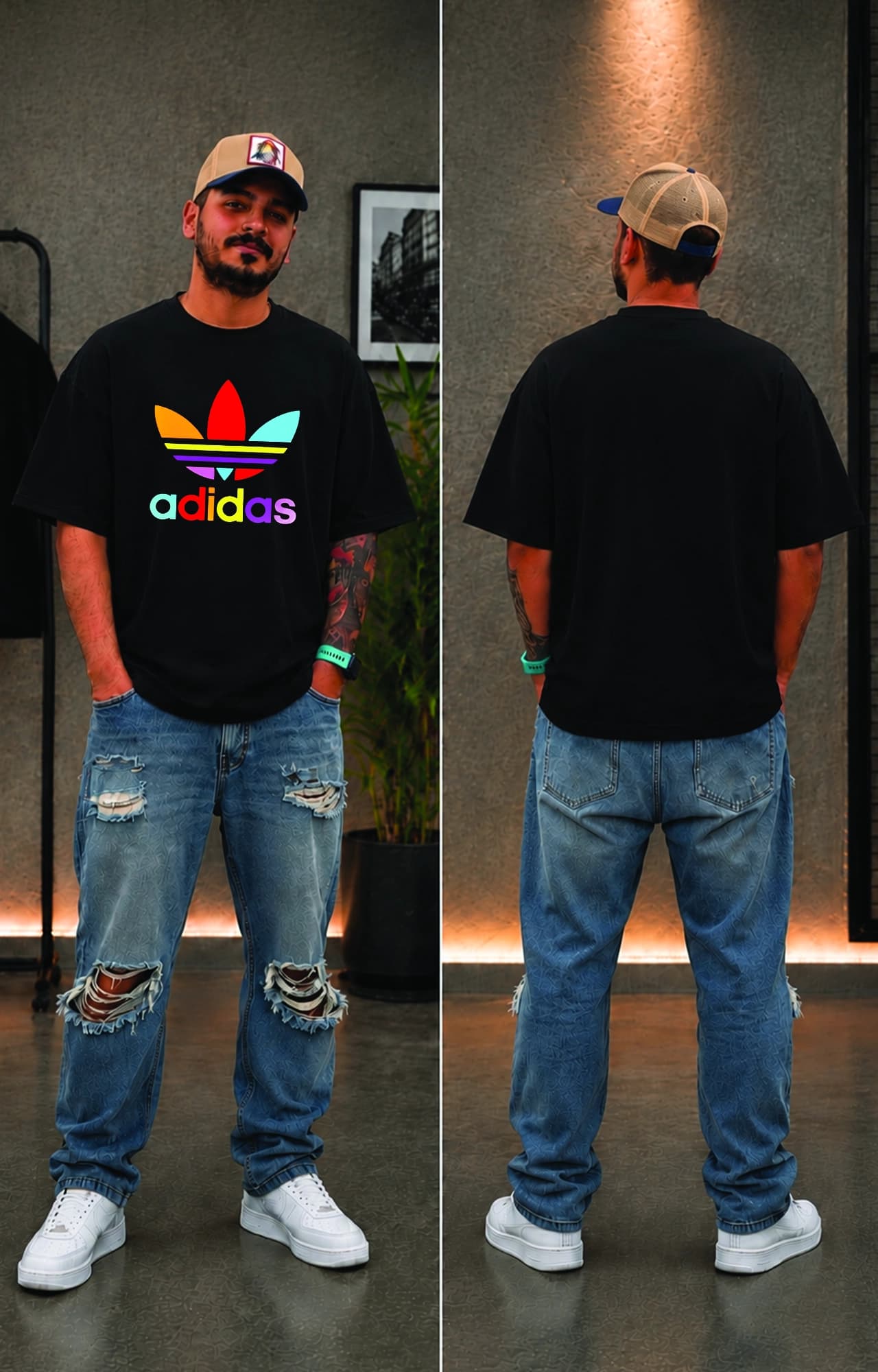 تیشرت باکسی ترک مردانه طرح آدیداس adidas کد 5076