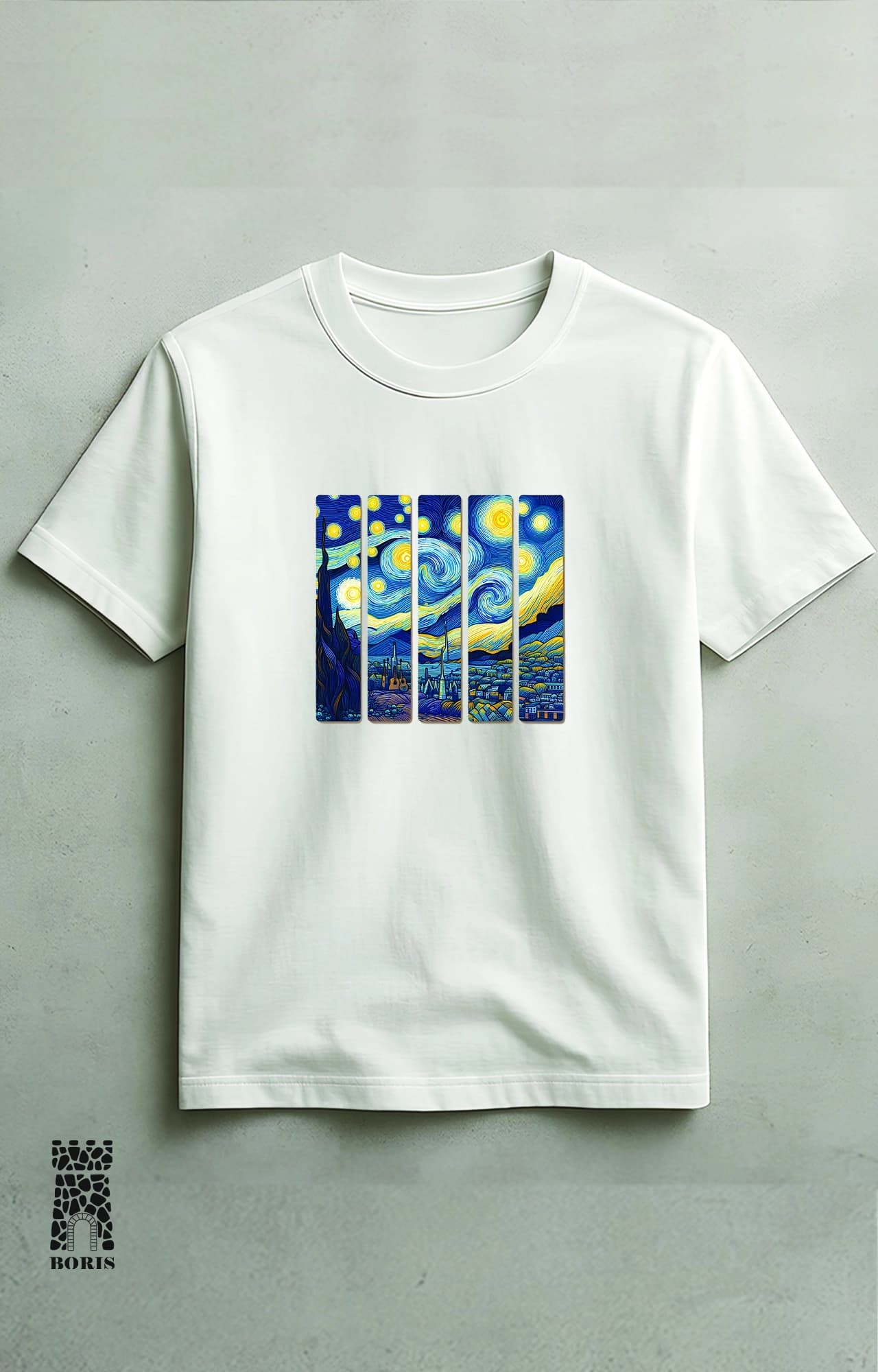 تیشرت باکسی ماکان طرح ونگوگ شب پر ستاره van Gogh کد 4918